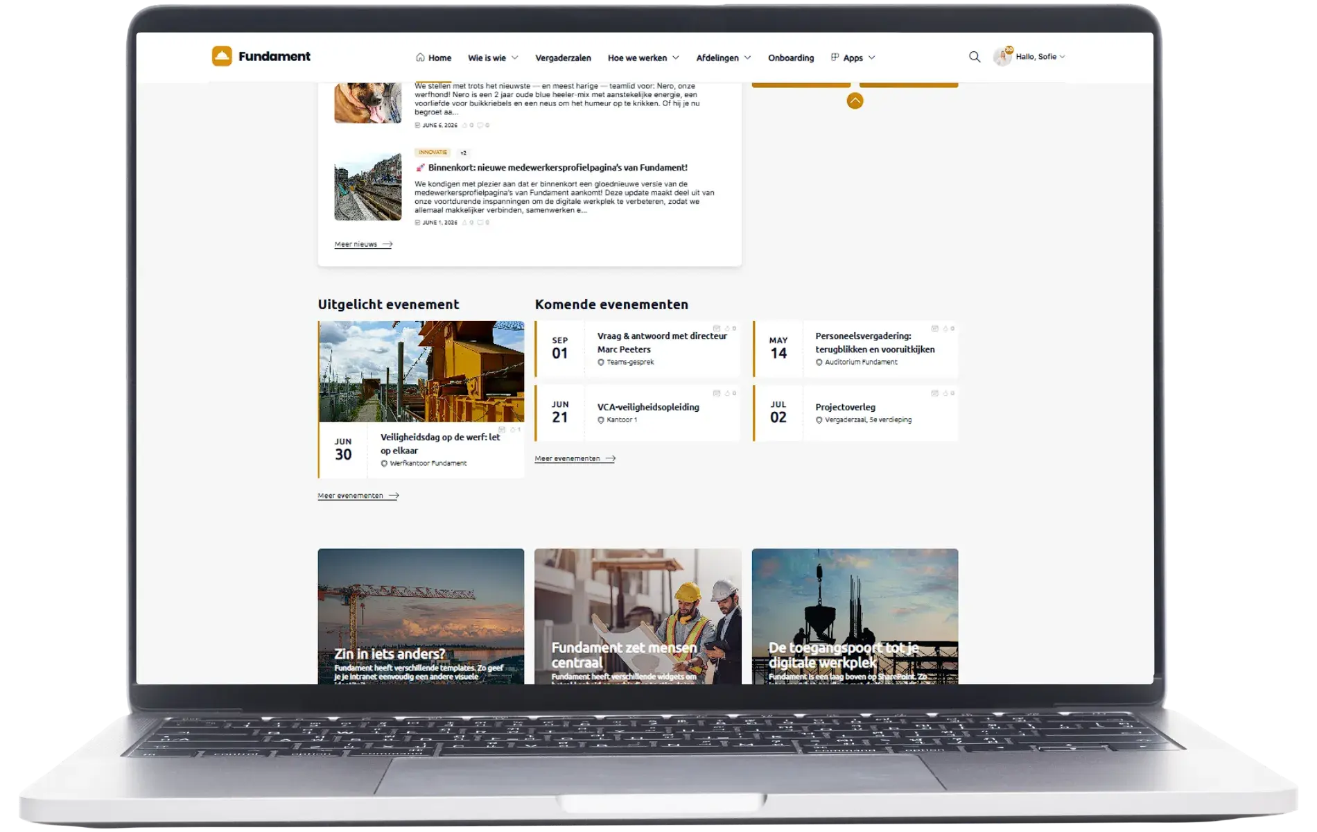Intranet fully in your own branding — example 1