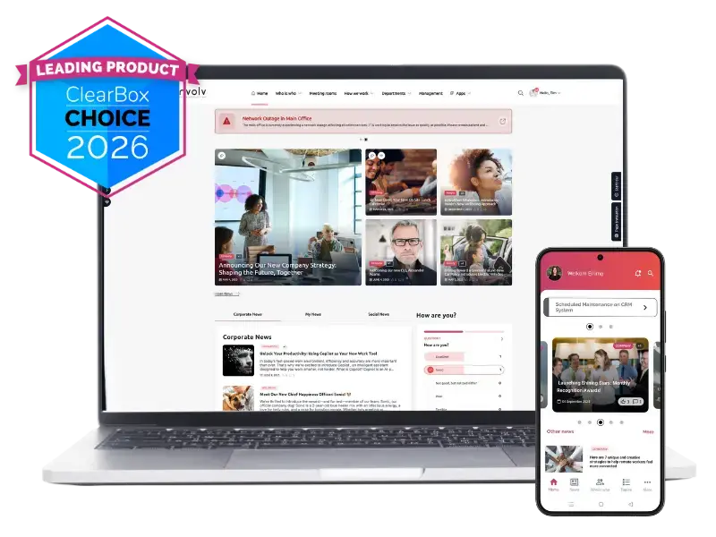Involv intranet, im ClearBox-Bericht 2026 als Leading Product ausgezeichnet