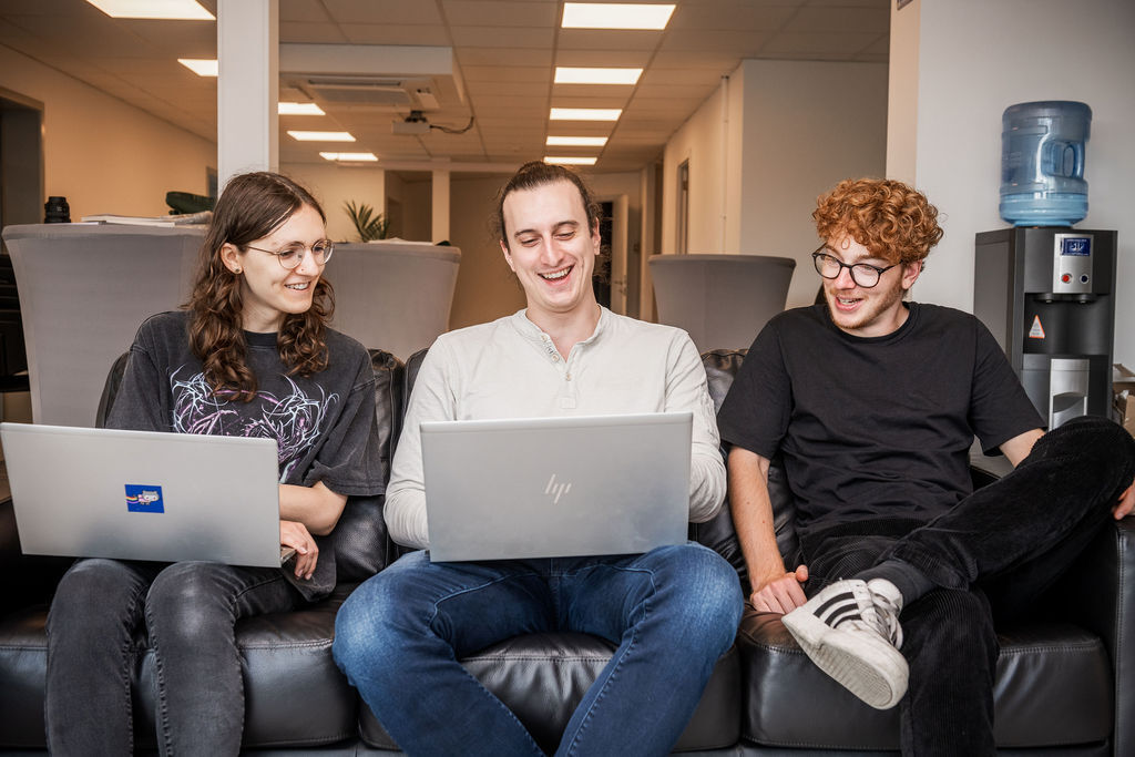 The Involv team collaborating in the office