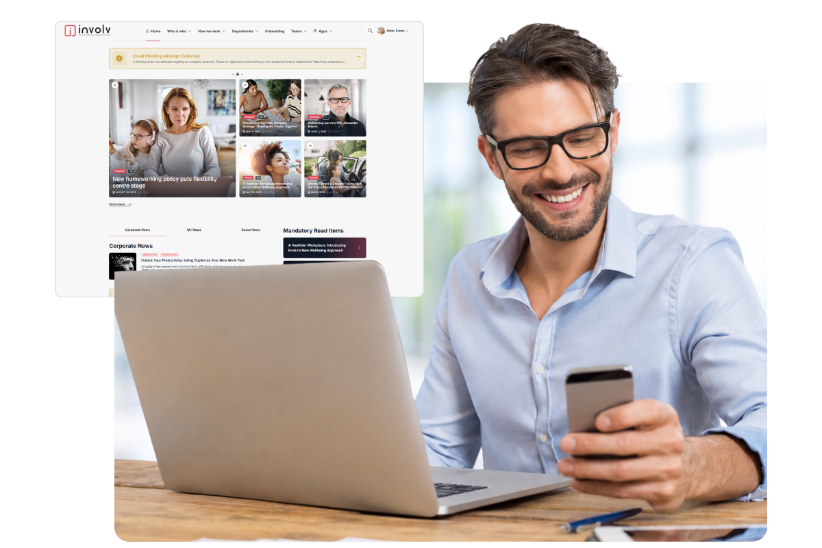 Het Involv intranet gebouwd op SharePoint Online
