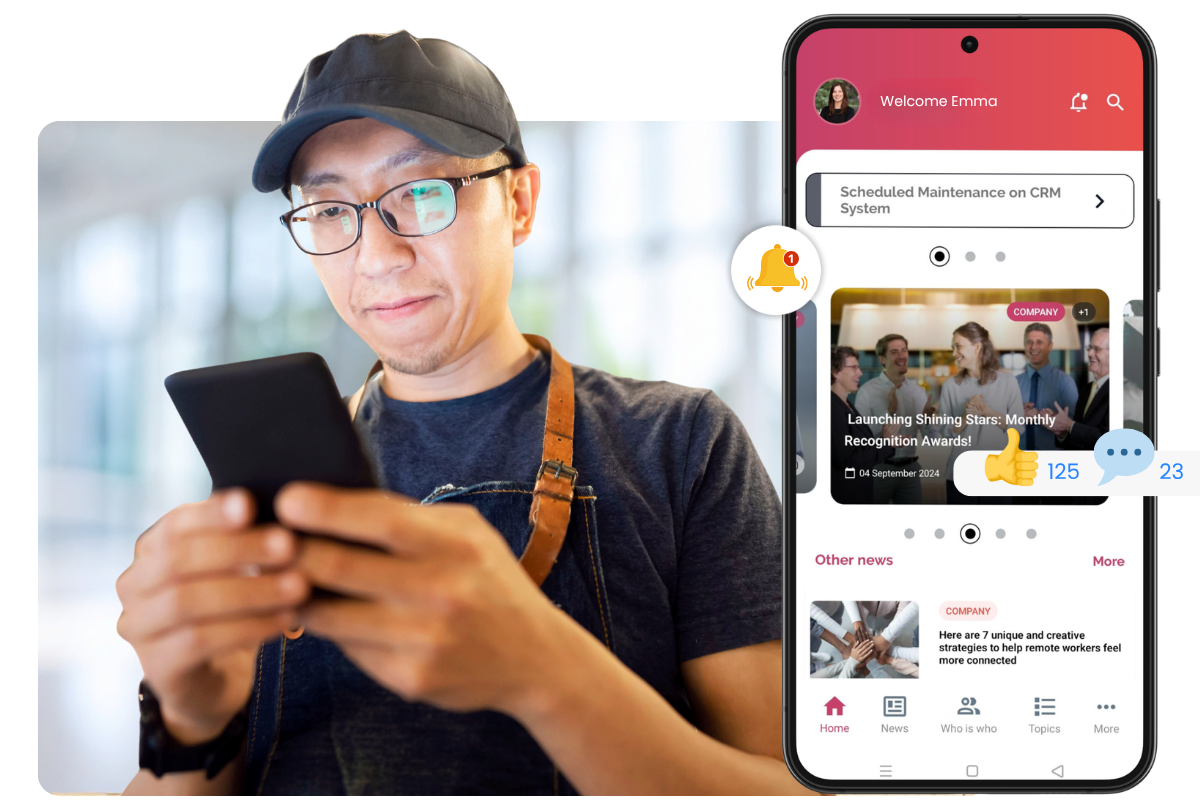 The Involv mobile app reaches employees without a fixed PC