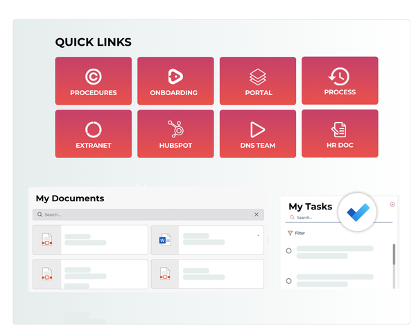 Involv intranet quick links, documents and tasks widgets
