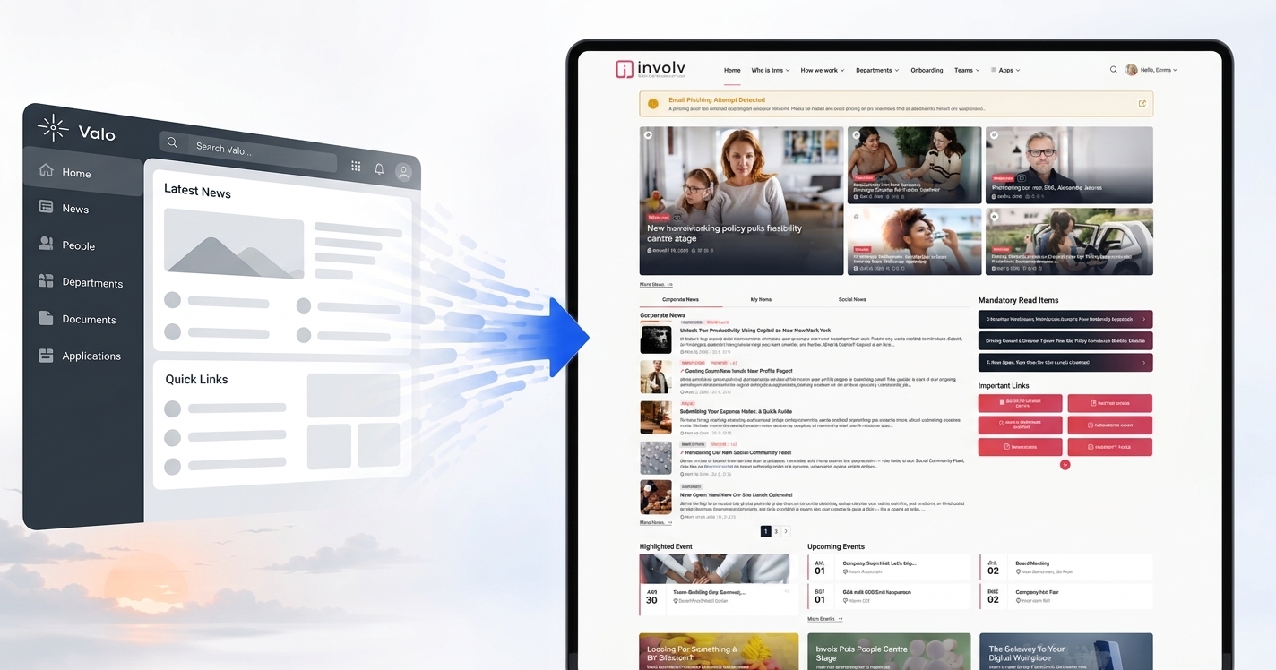 Transition from Valo to the Involv intranet home page