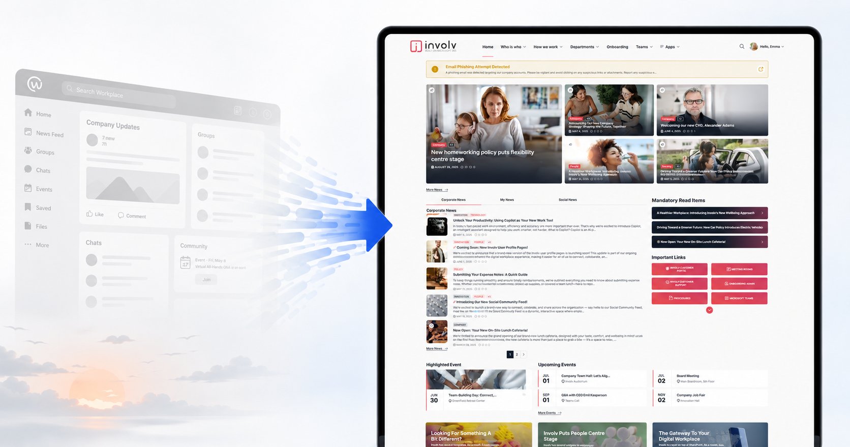 Involv intranet, the alternative to Workplace by Meta